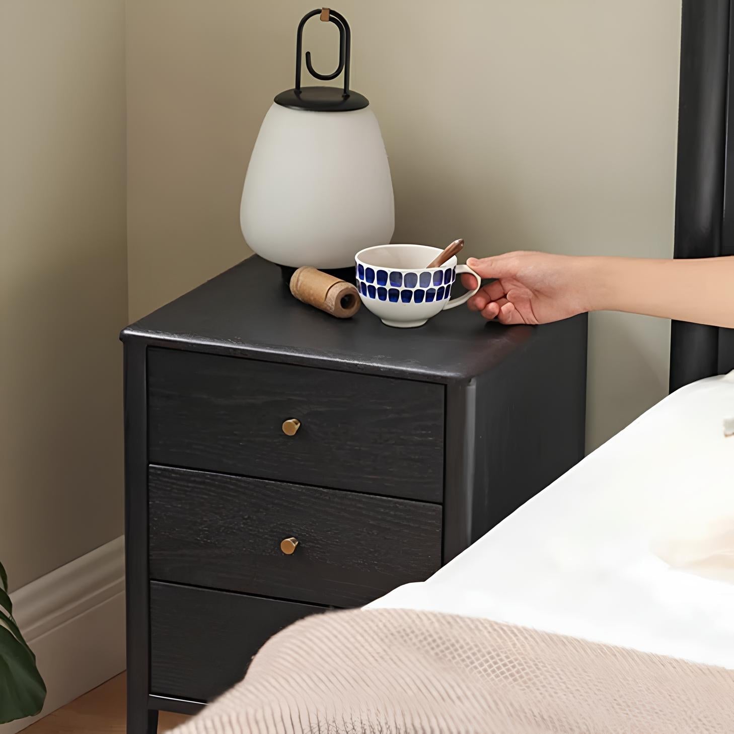 Charcoal Solid Oak Bedside Table | Oak Furniture Store