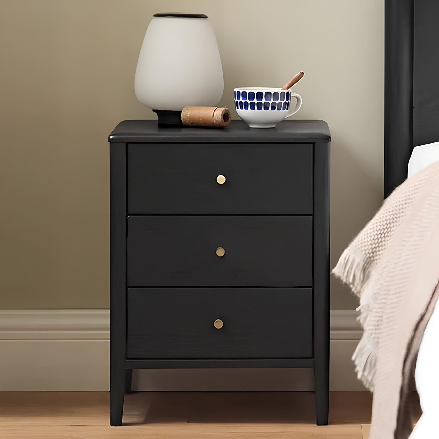 Charcoal Solid Oak Bedside Table | Oak Furniture Store