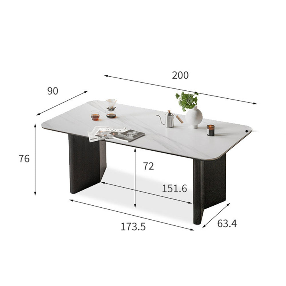 Charcoal Solid Oak Dining Table with Ceramic Top