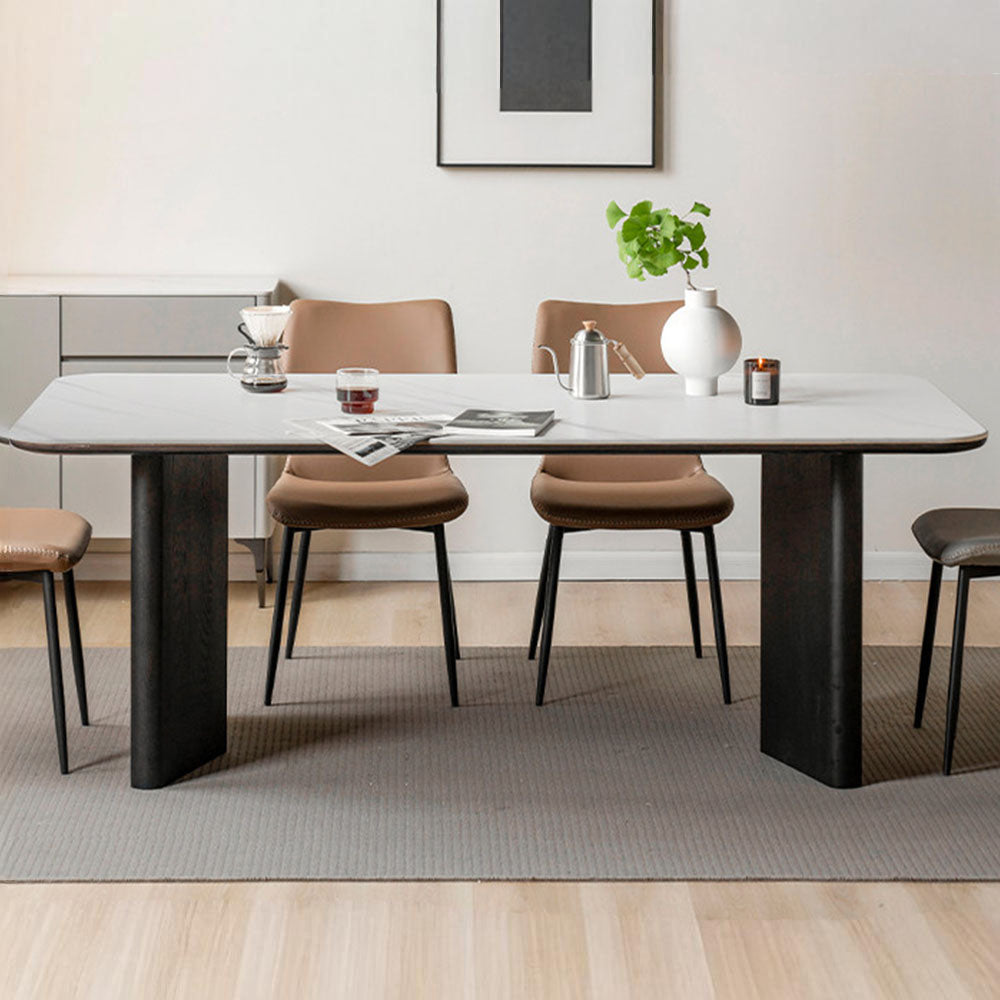 Charcoal Solid Oak Dining Table with Ceramic Top