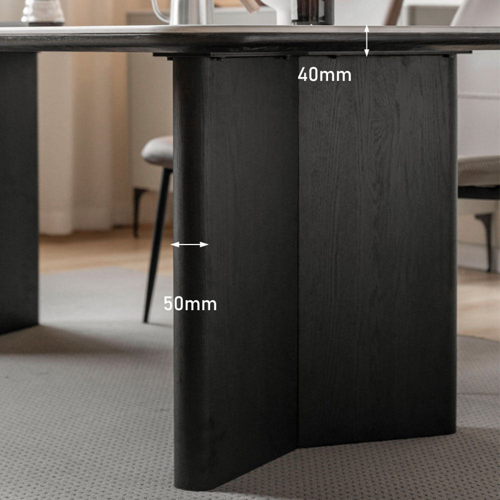 Charcoal Solid Oak Dining Table with Ceramic Top