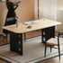 Charcoal Solid Oak Dining Table with Travertine Top