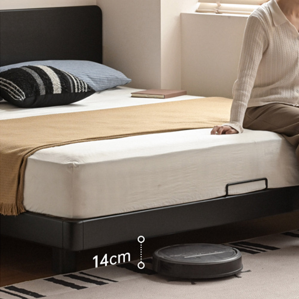 Charcoal Solid Rubber Wood Bed Frame