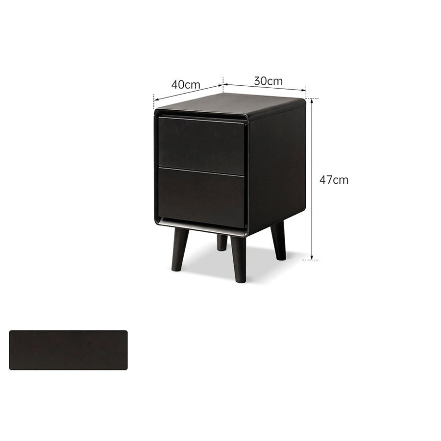 Charcoal Solid Rubber Wood Bedside Table
