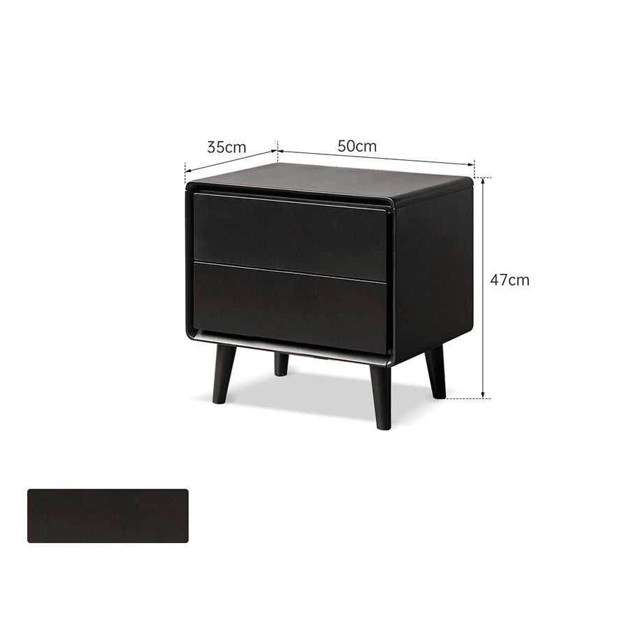 Charcoal Solid Rubber Wood Bedside Table