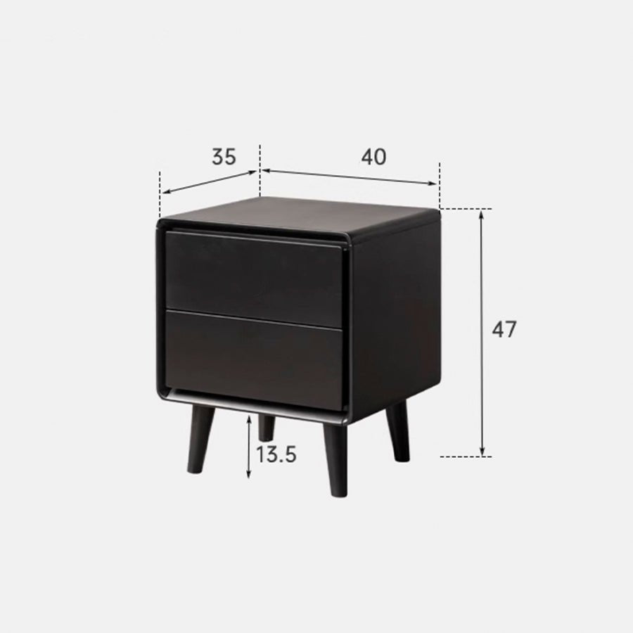 Charcoal Solid Rubber Wood Bedside Table