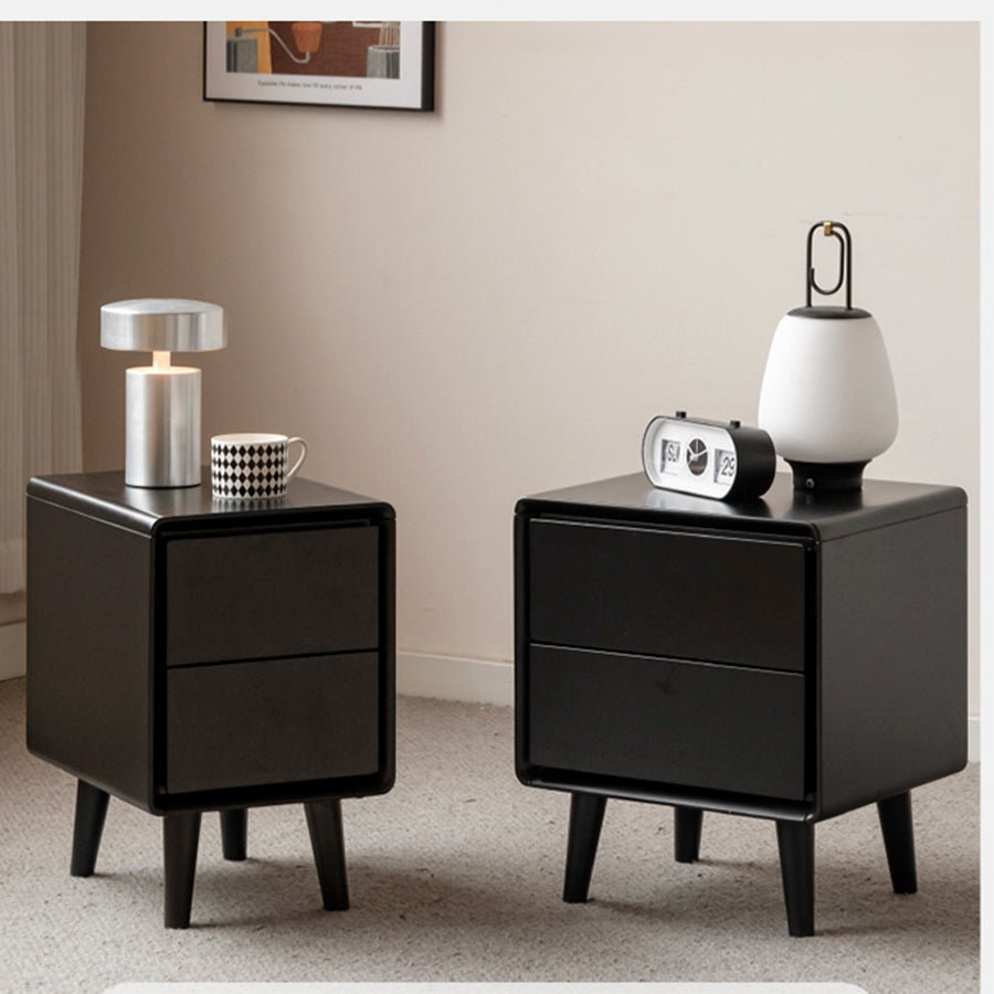 Charcoal Solid Rubber Wood Bedside Table