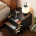 Charcoal Solid Rubber Wood Bedside Table