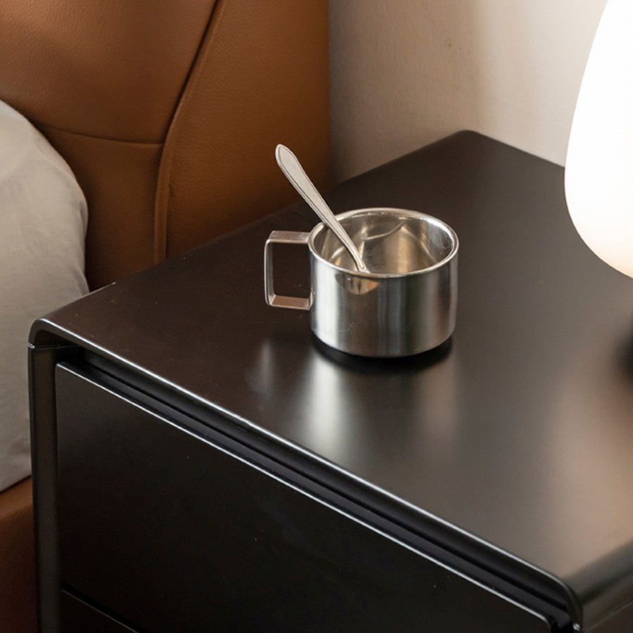 Charcoal Solid Rubber Wood Bedside Table