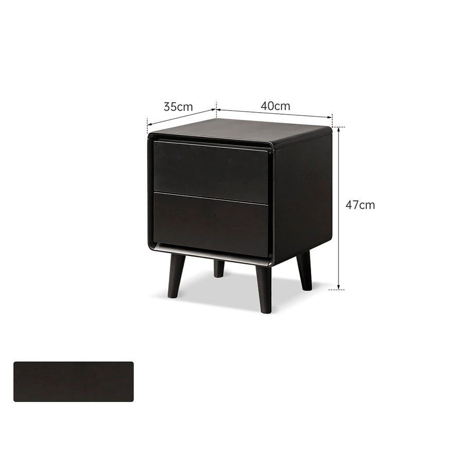 Charcoal Solid Rubber Wood Bedside Table