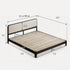 Charcoal Solid Rubber Wood Cushion Back Bed Frame