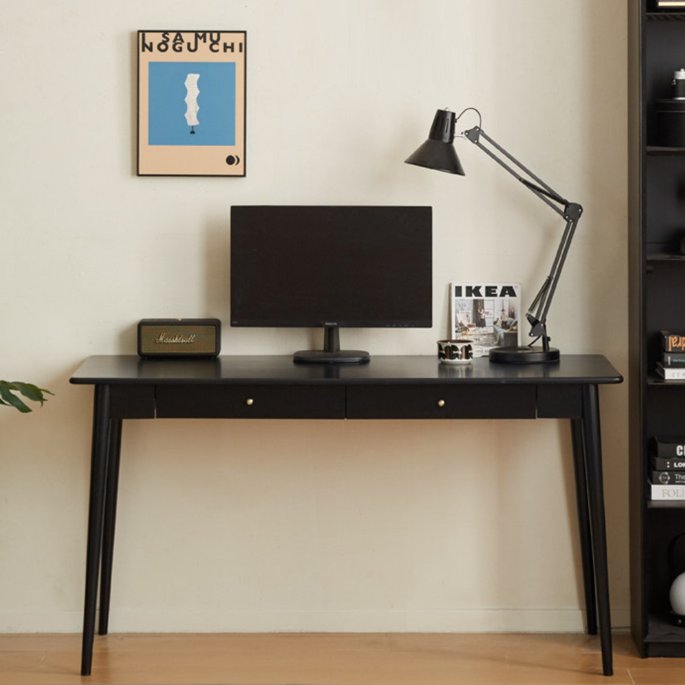 Charcoal Solid Rubber Wood Desk