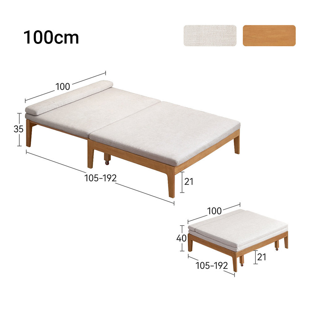 Clichy Natural Solid Rubber Wood Sofa Bed