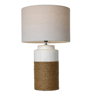 Coastal White Ceramic & Rope Lamp RRS3026 - Oak Furniture Store