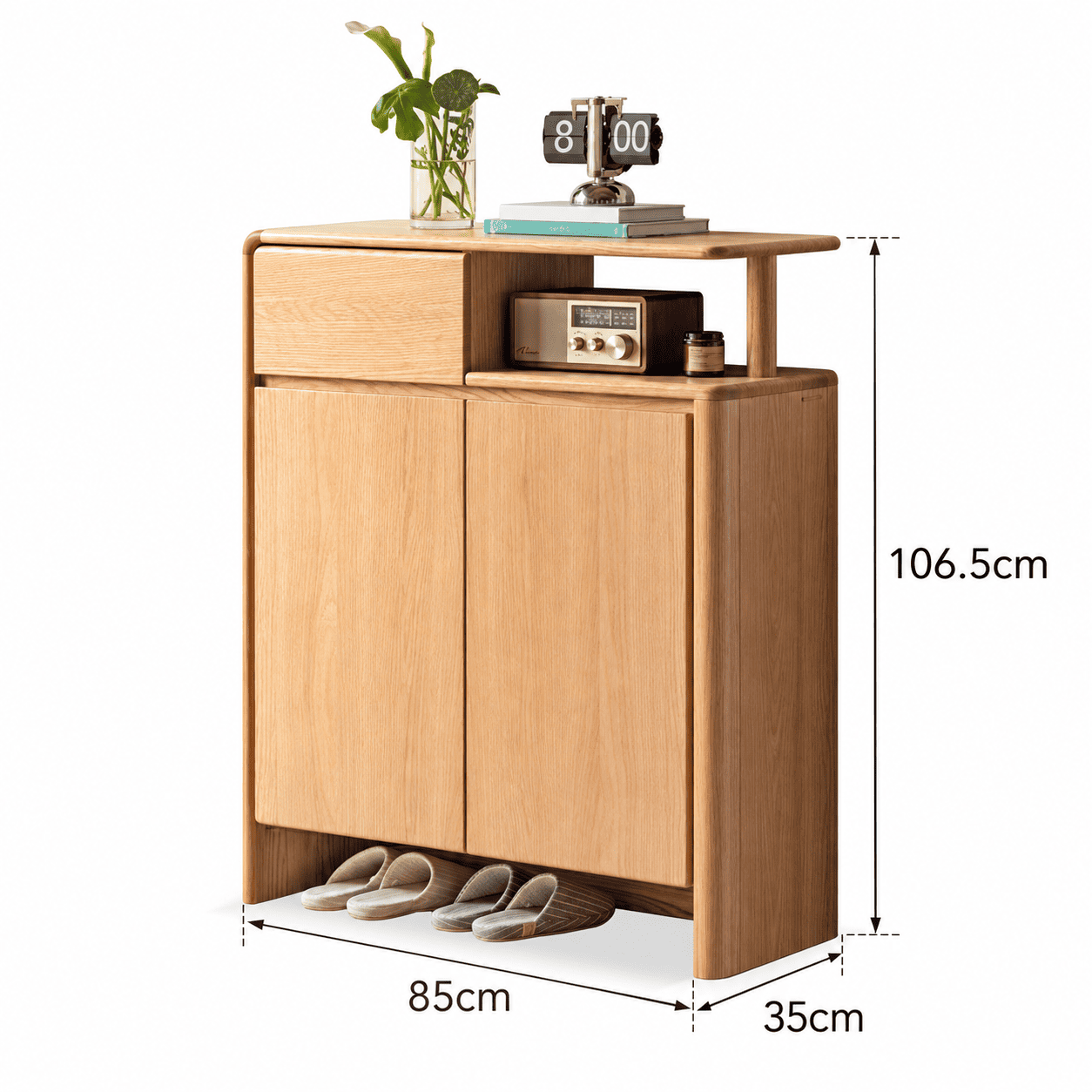 Conroe Natural Solid Oak Shoe Cabinet
