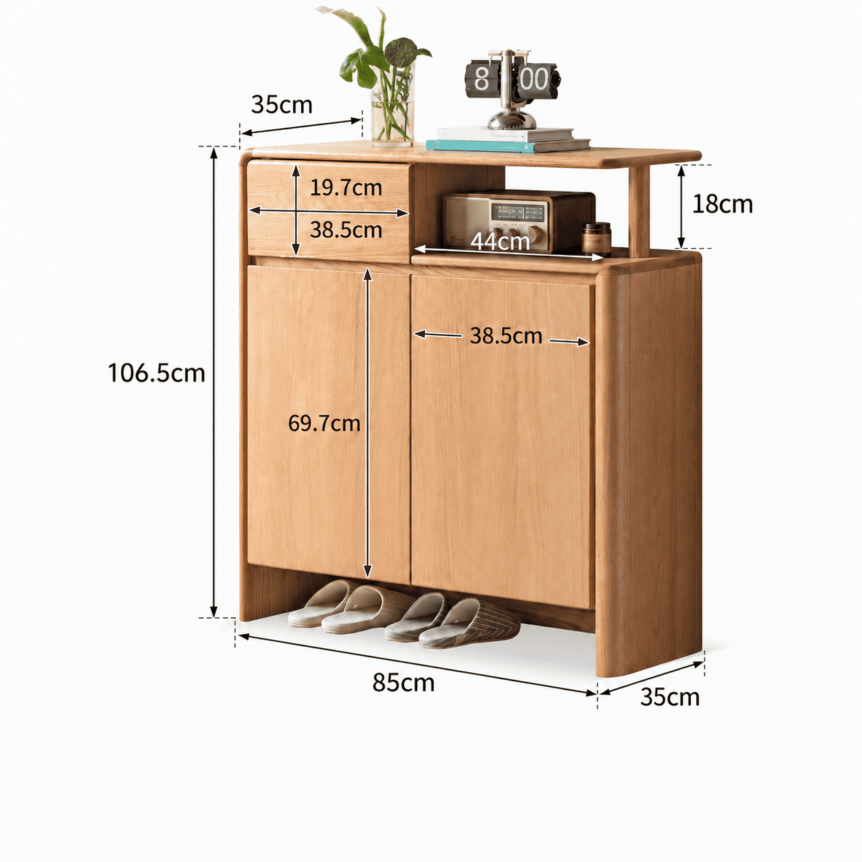 Conroe Natural Solid Oak Shoe Cabinet
