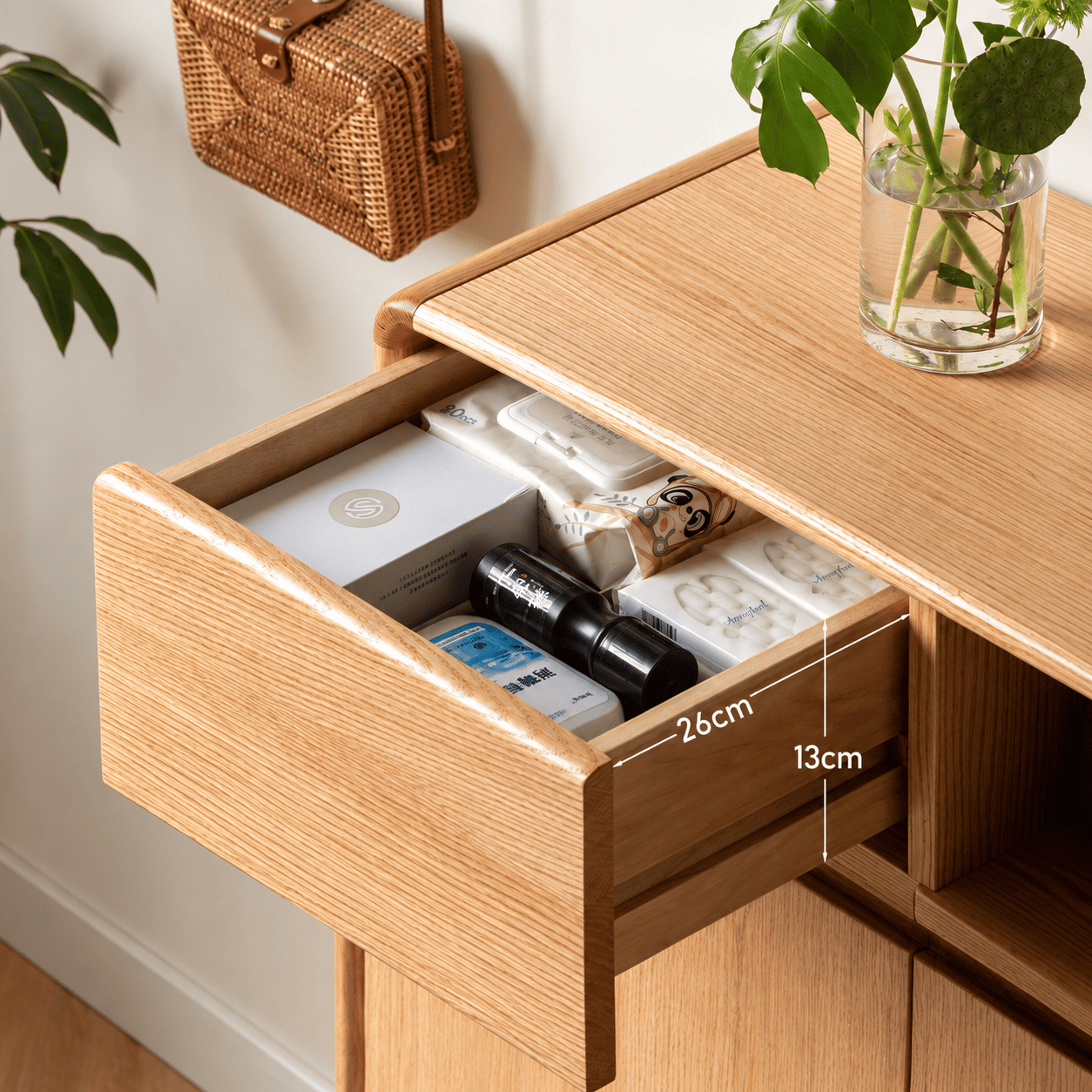 Conroe Natural Solid Oak Shoe Cabinet