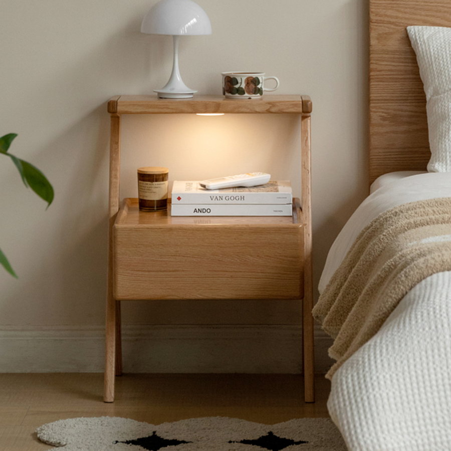 Cozar Natural Solid Oak Bedside Table