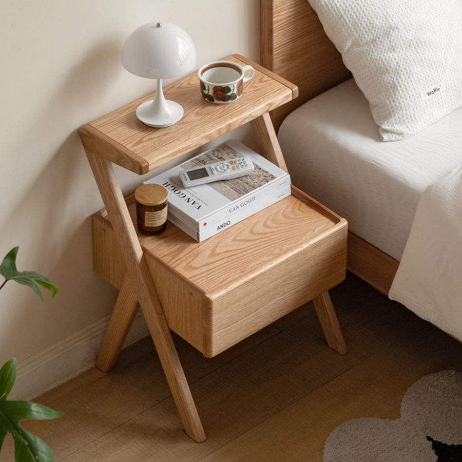 Cozar Natural Solid Oak Bedside Table