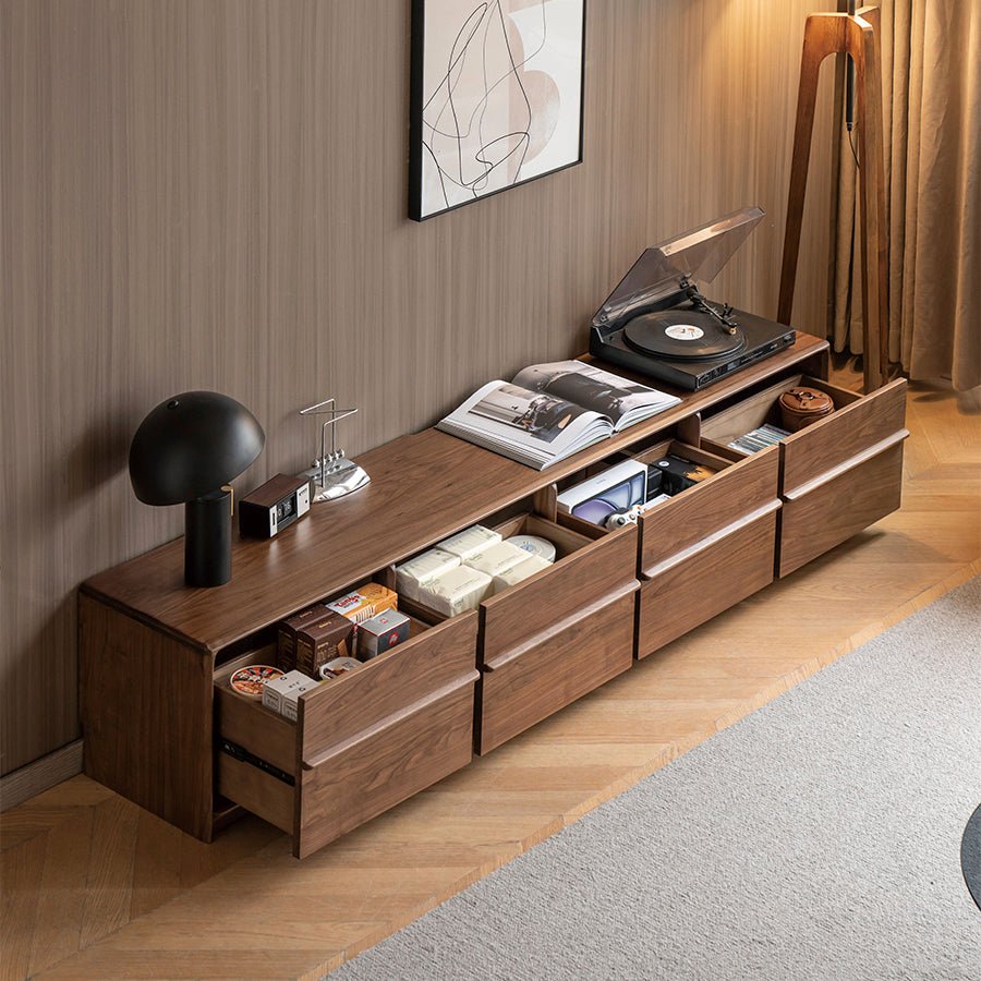 Crawley Solid Walnut Floor Standing Entertainment Unit | Oak Furniture Store