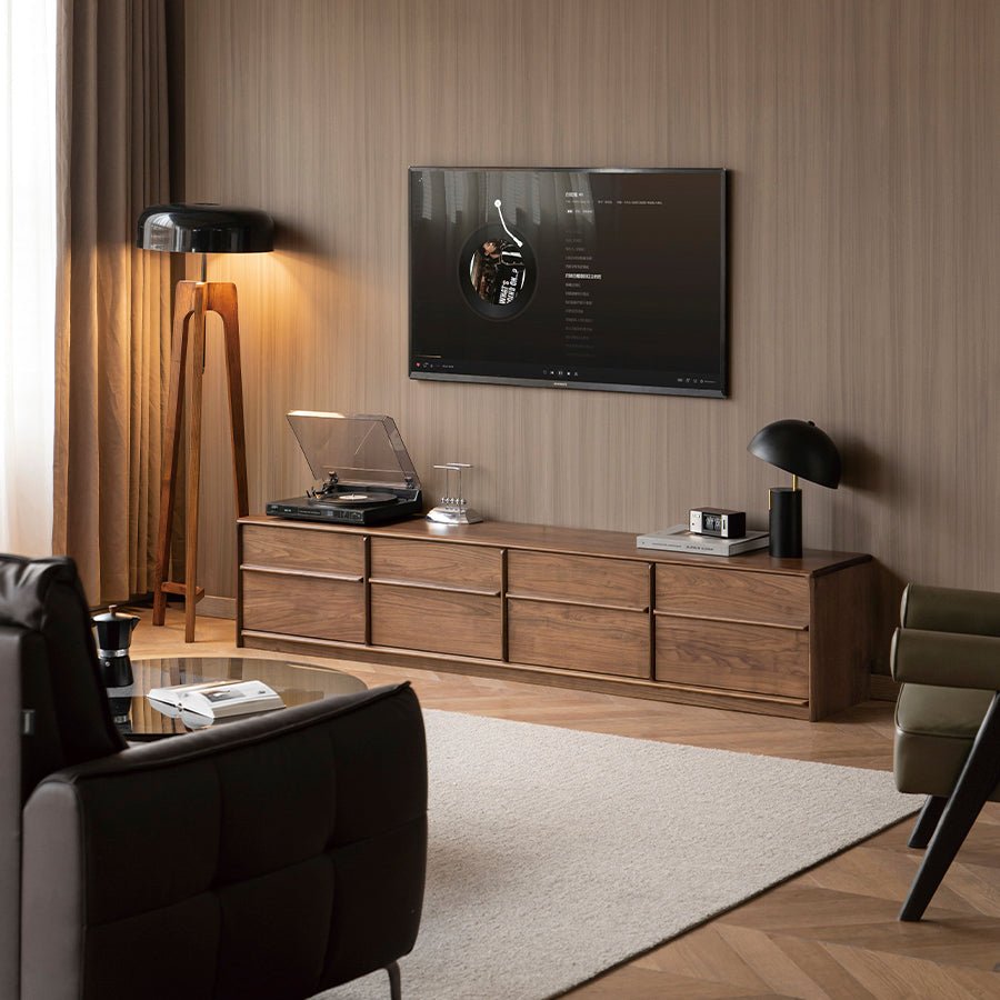 Crawley Solid Walnut Floor Standing Entertainment Unit | Oak Furniture Store