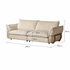 Cream striped fabric sofa dimensions showing 240 cm width, 104 cm depth, 86 cm height, 43 cm seat height and 60 cm seat depth.