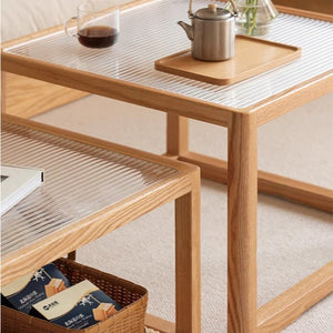 Crystal Natural Solid Oak Coffee Table Set - Oak Furniture Store