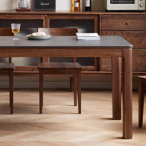 Cuba Natural Solid Walnut Dining Table With Ceramic Top - Oak Furniture Store