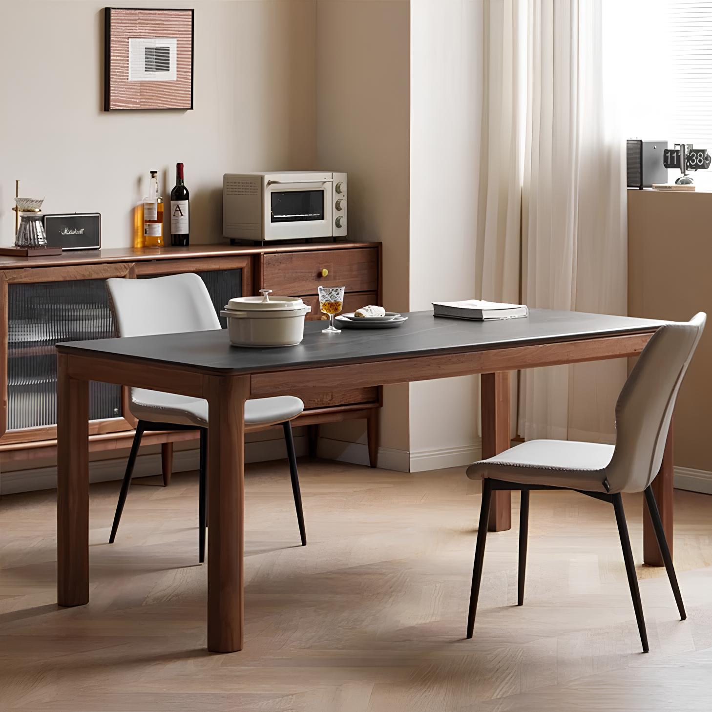 Cuba Natural Solid Walnut Dining Table With Ceramic Top | Oak Furniture Store