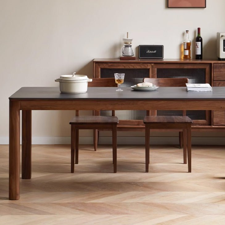Cuba Natural Solid Walnut Dining Table With Ceramic Top