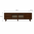Dark walnut TV unit dimensions showing 240 cm width, 40 cm depth and 54 cm height with fluted glass doors and four storage drawers.