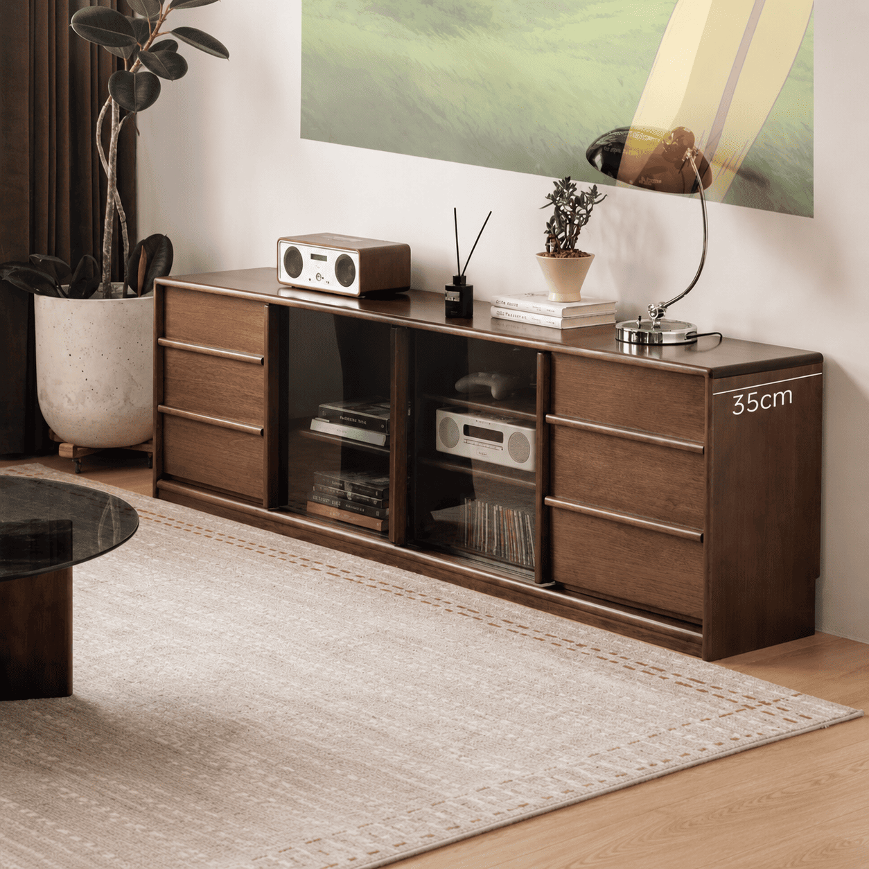 Derry Natural Solid Walnut Entertainment Unit