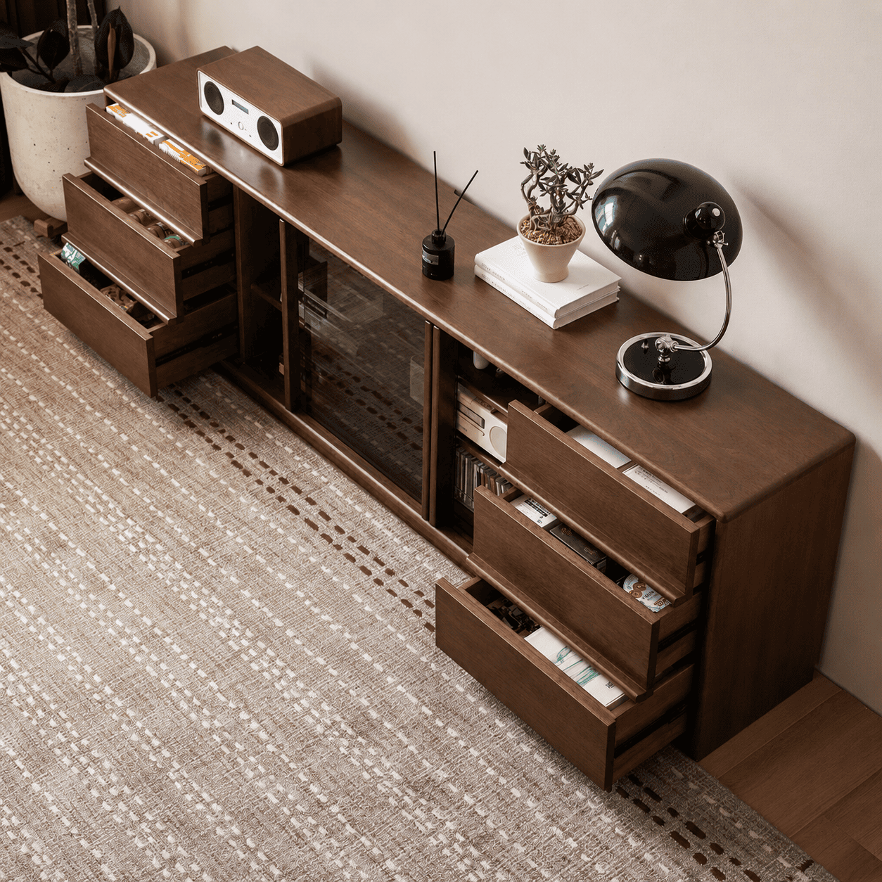 Derry Natural Solid Walnut Entertainment Unit