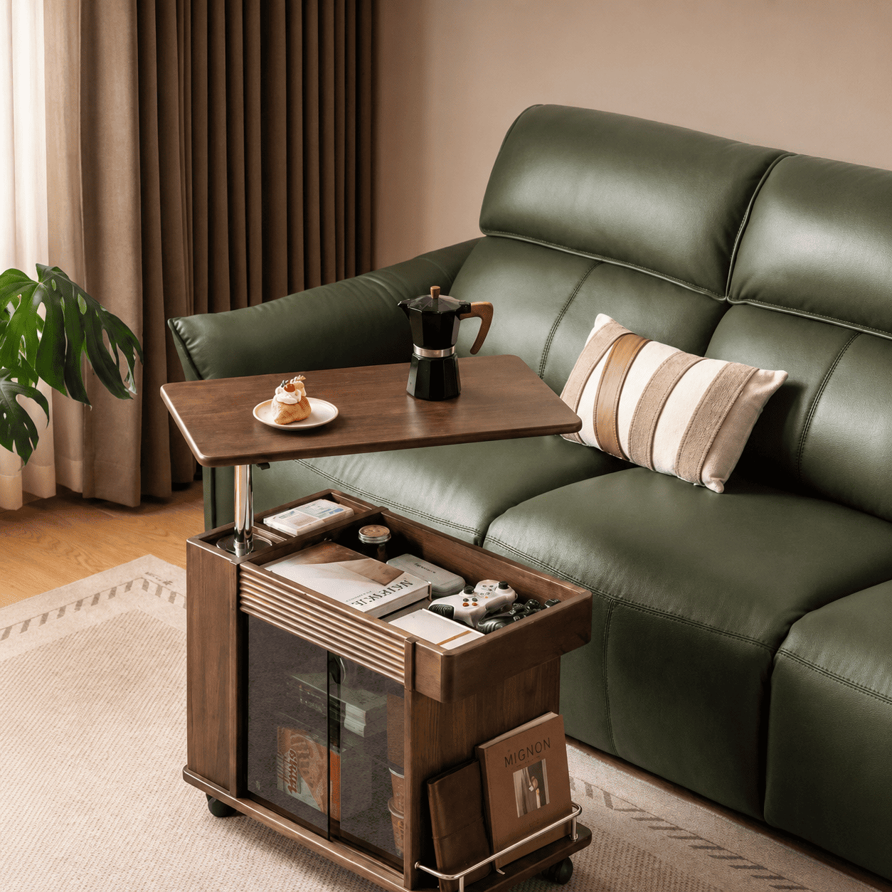 Derry Natural Solid Walnut Movable Side Table