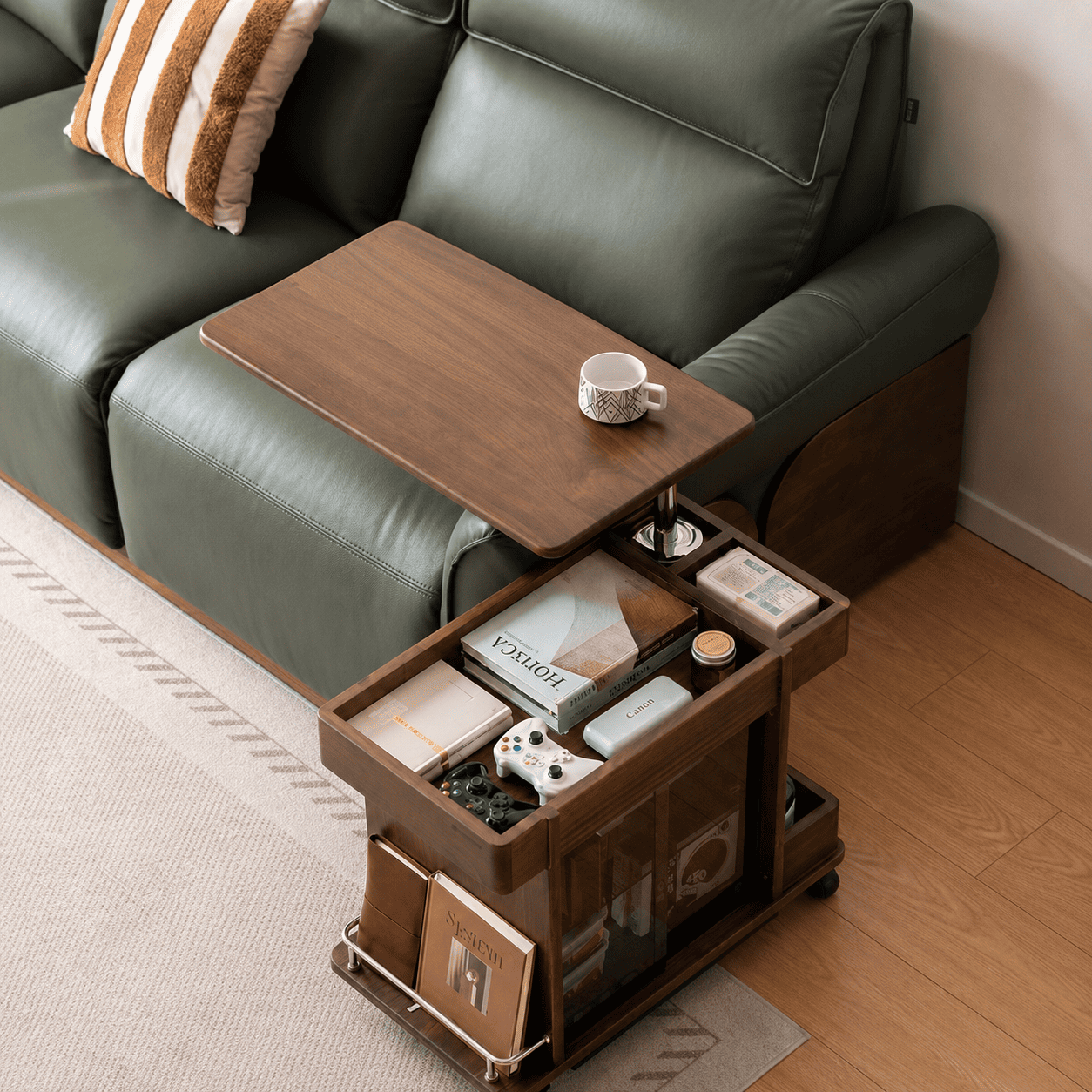 Derry Natural Solid Walnut Movable Side Table