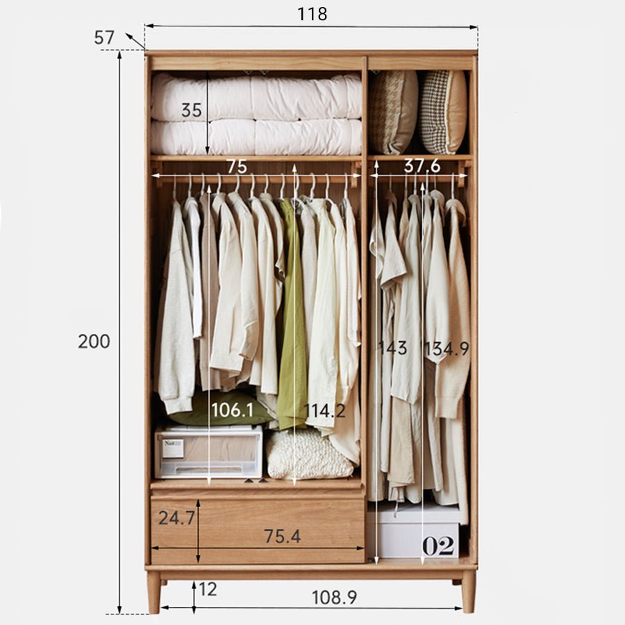 Dorno Solid Oak Wardrobe with Bottom Drawer - Oak Furniture Store