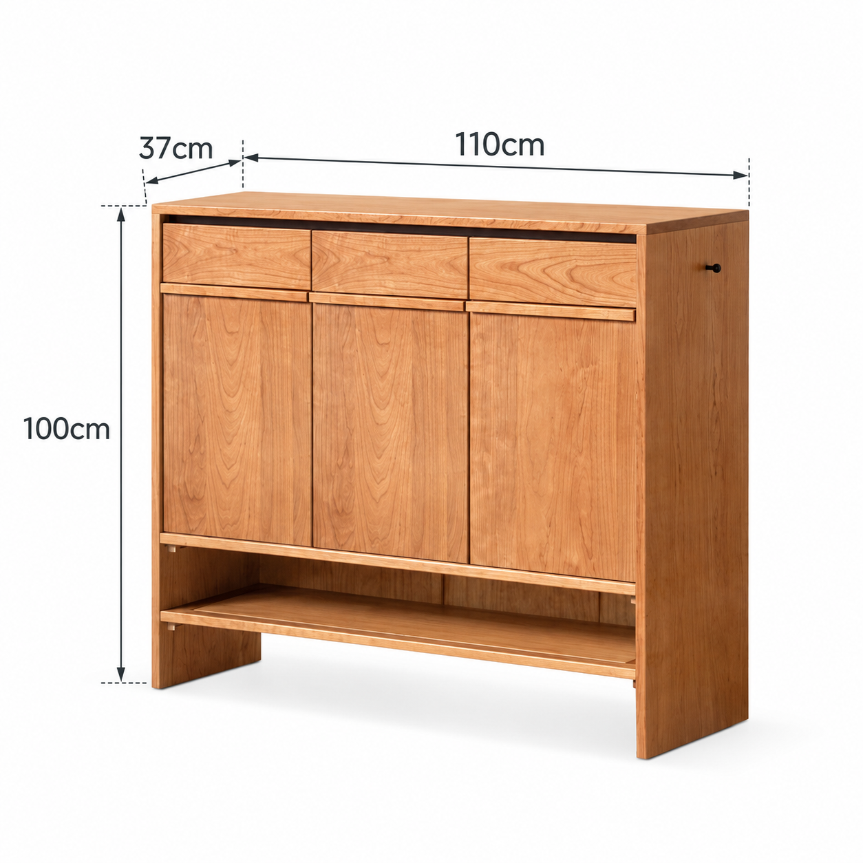 Enna natural solid cherry 110 cm shoe cabinet dimension guide with 37 cm depth