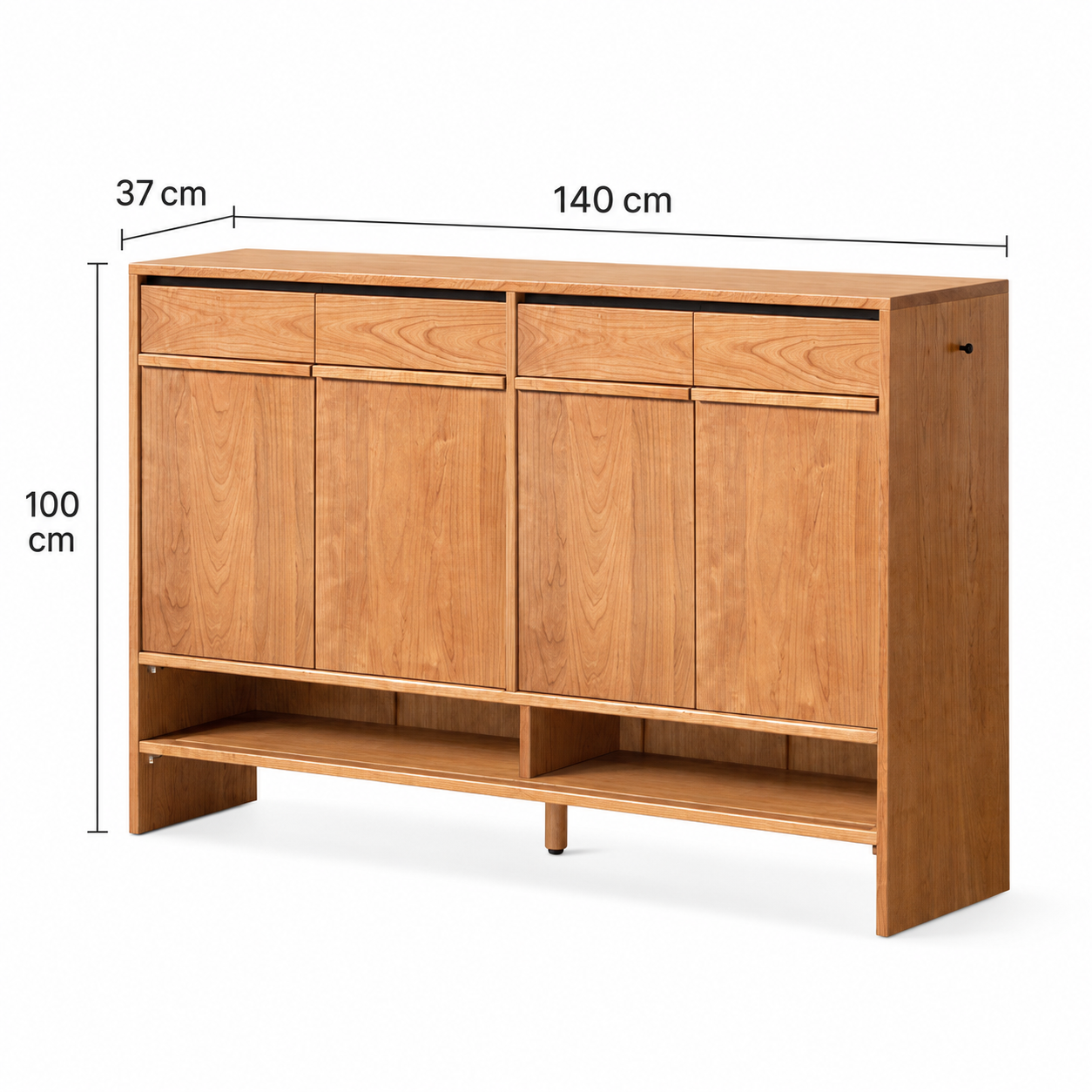 Enna natural solid cherry 140 cm shoe cabinet dimension guide with 100 cm height