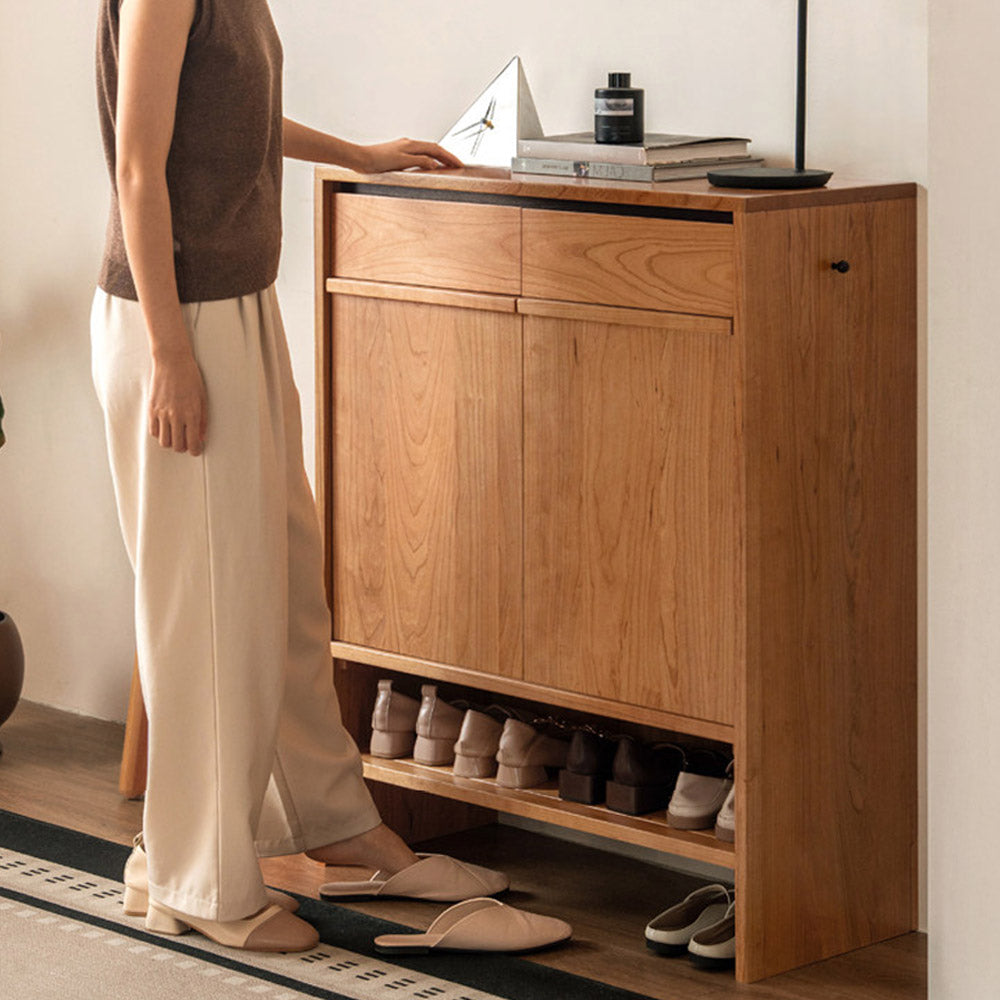 Enna Natural Solid Cherry Shoe Cabinet