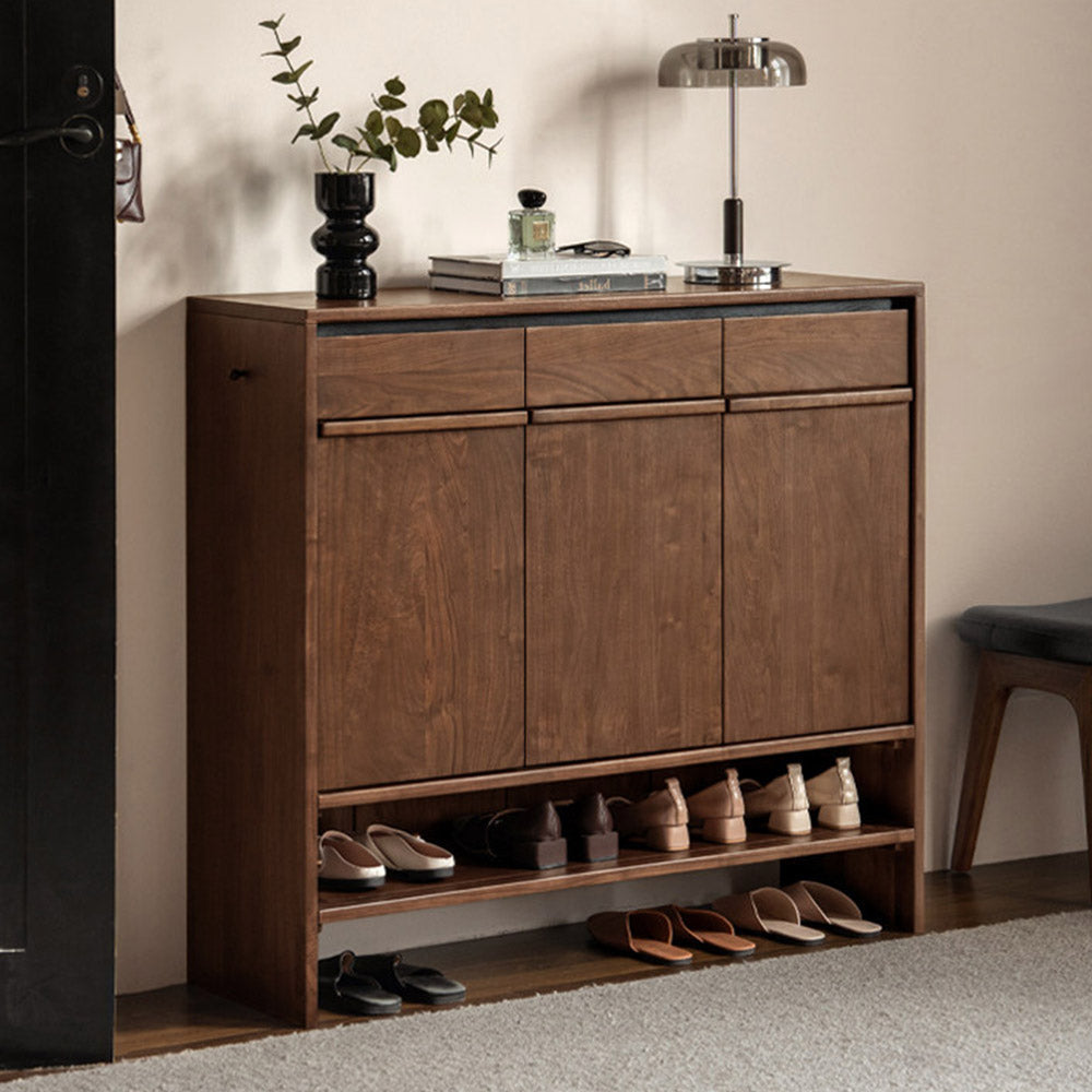 Enna Natural Solid Walnut Shoe Cabinet