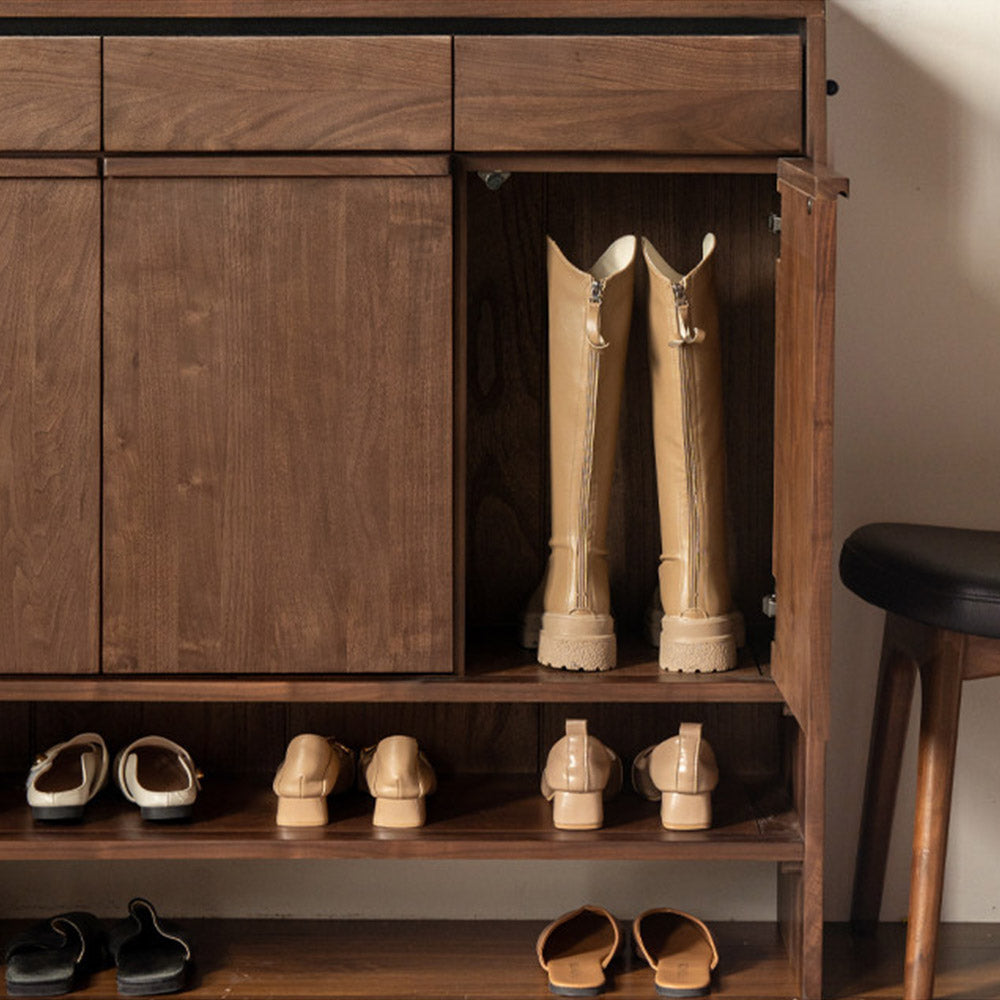 Enna Natural Solid Walnut Shoe Cabinet