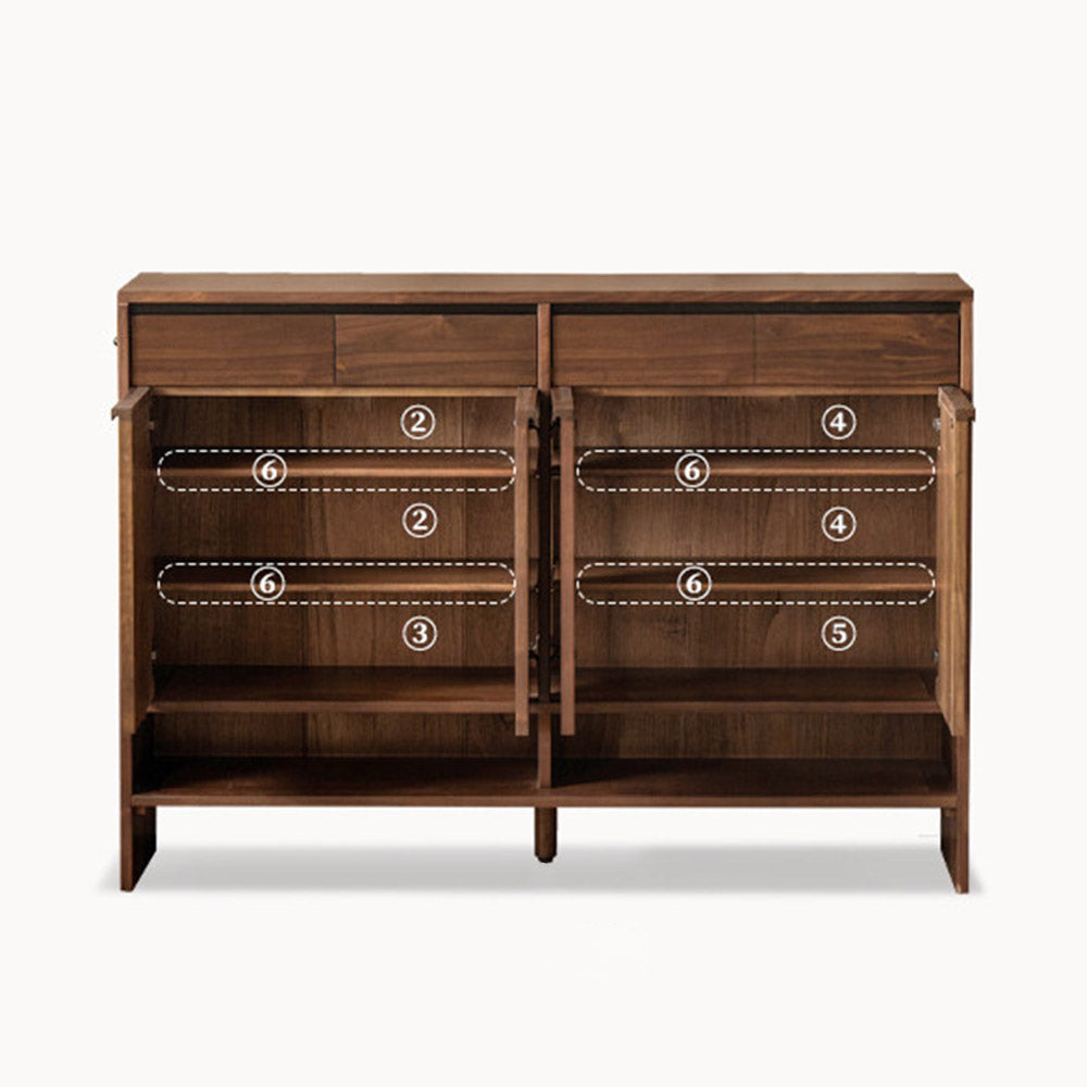Enna Natural Solid Walnut Shoe Cabinet