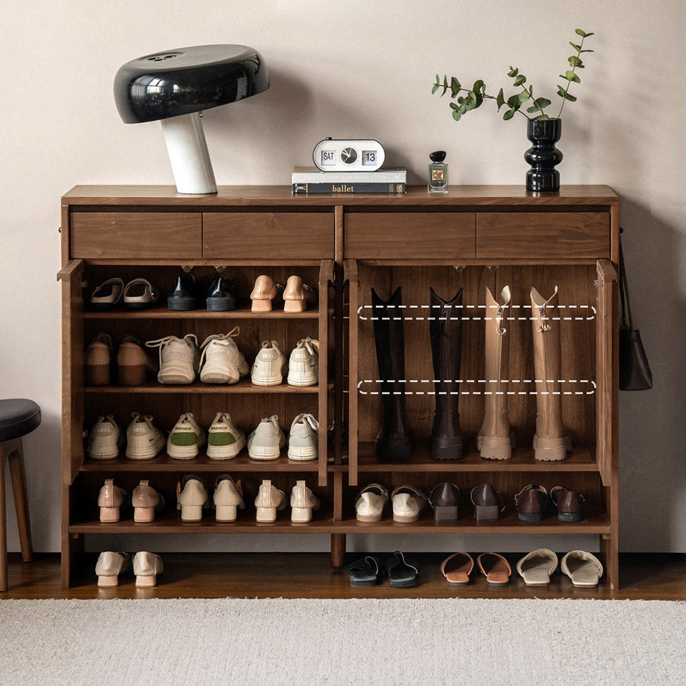 Enna Natural Solid Walnut Shoe Cabinet