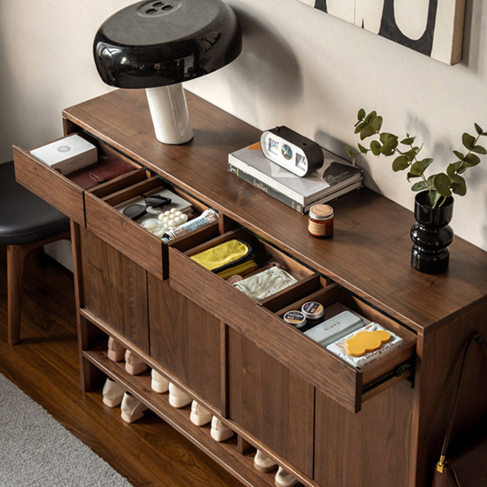 Enna Natural Solid Walnut Shoe Cabinet