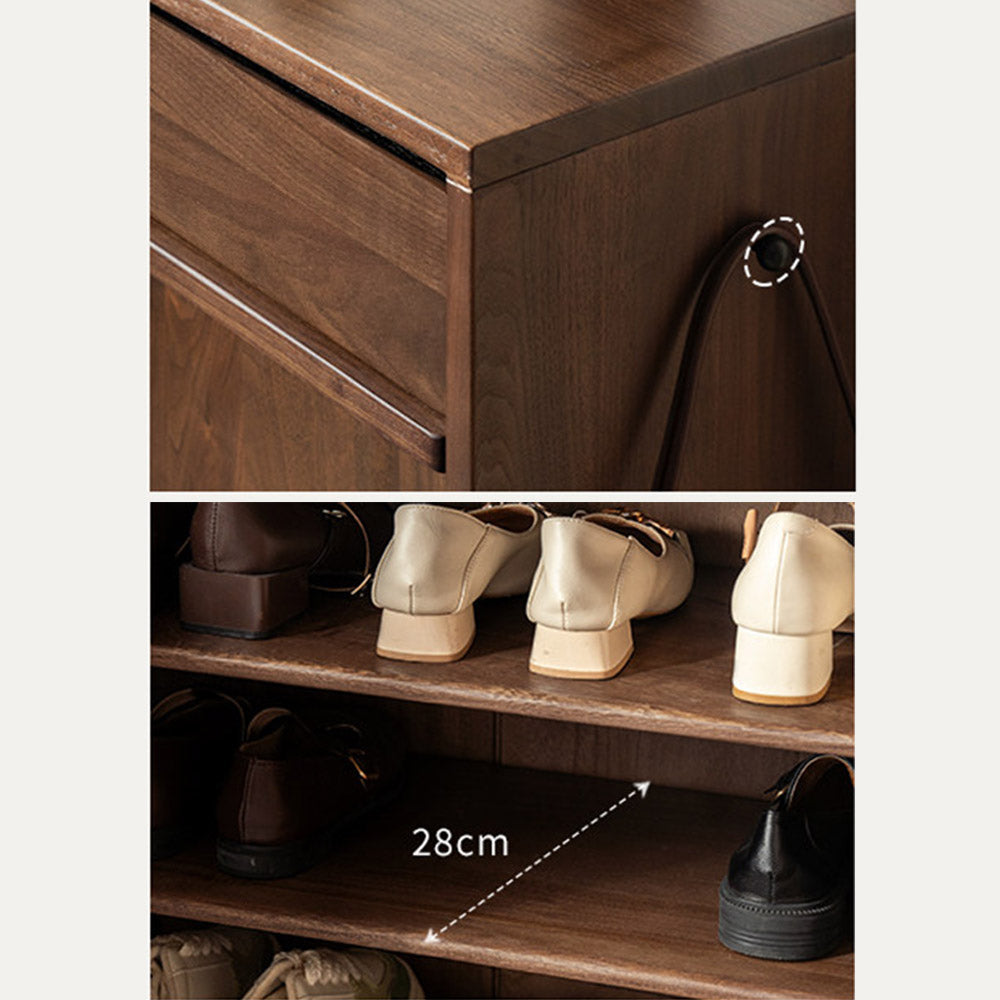 Enna Natural Solid Walnut Shoe Cabinet