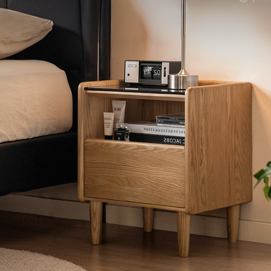 Felle Natural Solid Ash Bedside Table