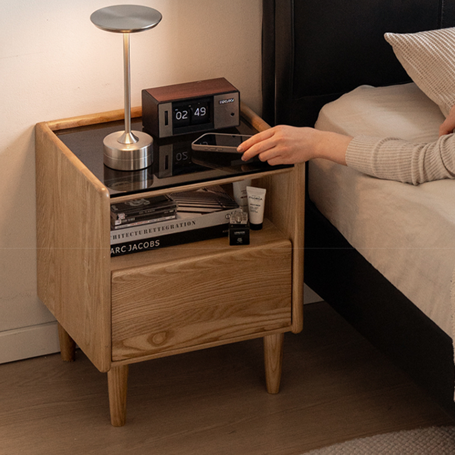 Felle Natural Solid Ash Bedside Table