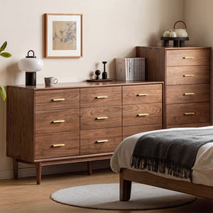 Fenton Solid Walnut Chest of Drawers - Oak Furniture Store