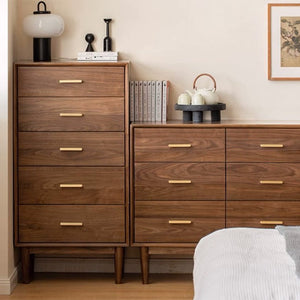 Fenton Solid Walnut Slim Chest of Drawers - Oak Furniture Store