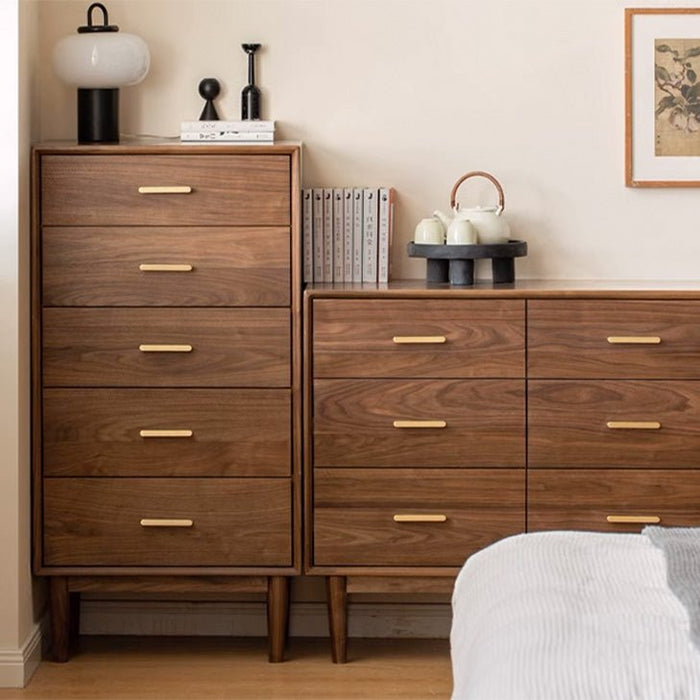 Fenton Solid Walnut Slim Chest of Drawers